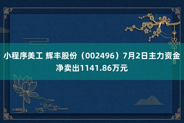 小程序美工 辉丰股份（002496）7月2日主力资金净卖出1141.86万元