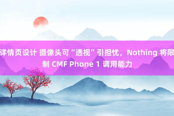 详情页设计 摄像头可“透视”引担忧，Nothing 将限制 CMF Phone 1 调用能力