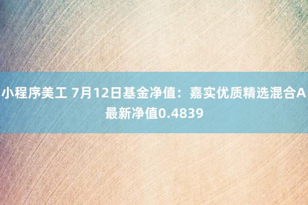 小程序美工 7月12日基金净值：嘉实优质精选混合A最新净值0.4839