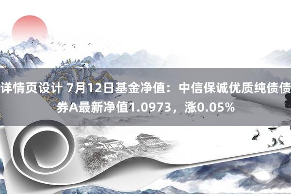 详情页设计 7月12日基金净值：中信保诚优质纯债债券A最新净值1.0973，涨0.05%