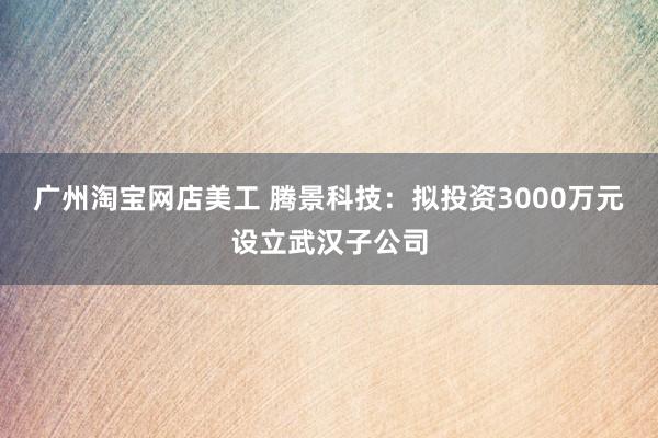 广州淘宝网店美工 腾景科技：拟投资3000万元设立武汉子公司