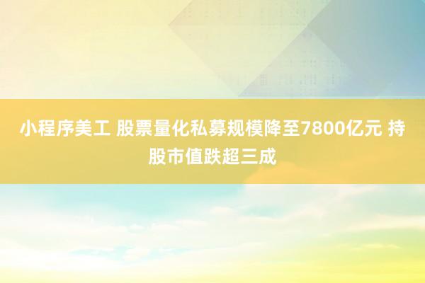 小程序美工 股票量化私募规模降至7800亿元 持股市值跌超三成