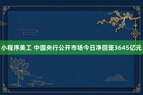 小程序美工 中国央行公开市场今日净回笼3645亿元